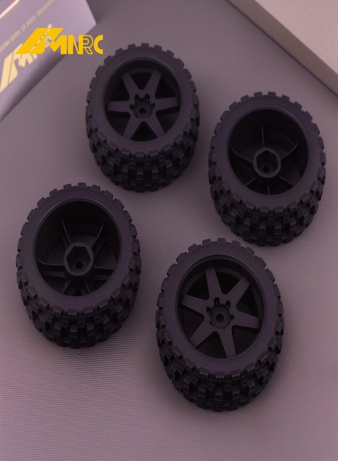 NMNRC Hexagonal Style Pre Glued Wheel and Tires Plastic Rim Rubber for 1/18 Typhon Grom 223S Series Upgrades Part Black - Image 2